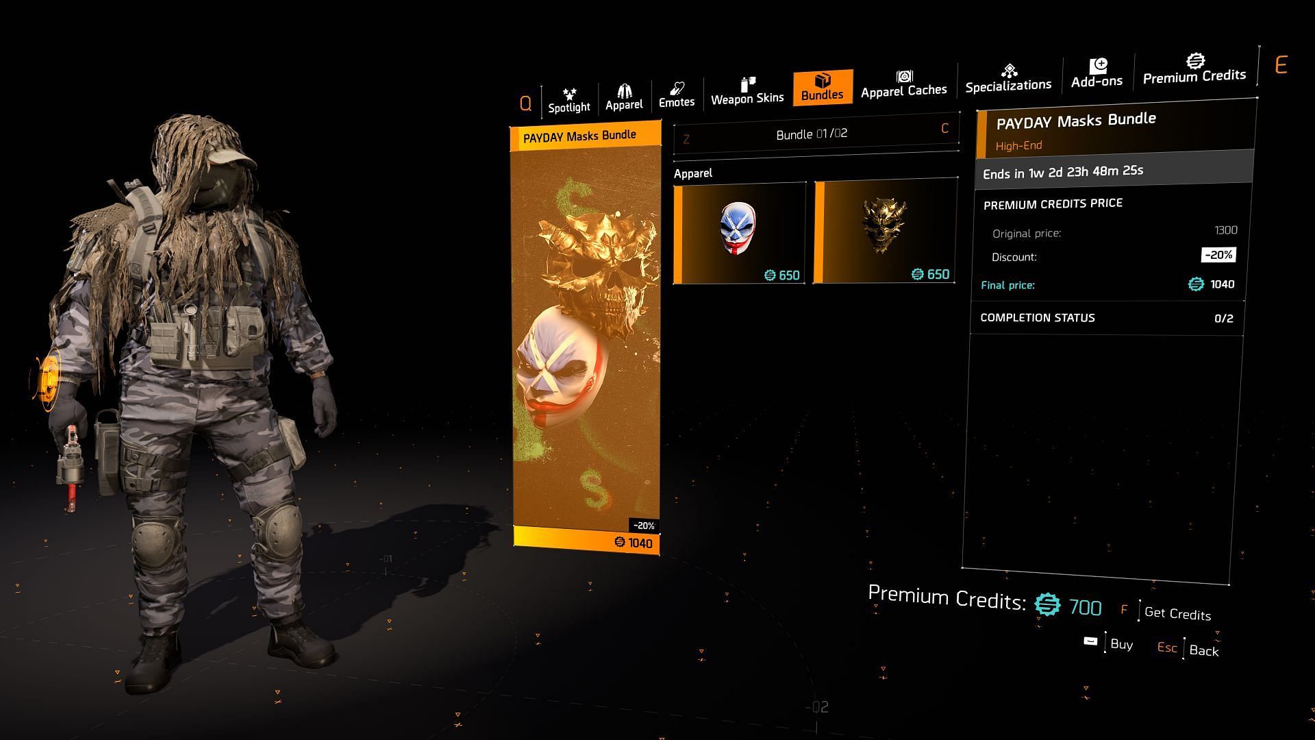 Payday Masks bundle in the game store (Image via Sportskeeda Gaming || Ubisoft)
